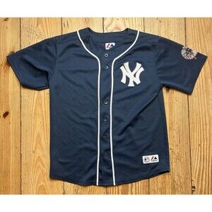 Vtg Majestic New York Yankees Derek Jeter Youth XL Stitched MLB Blue Jersey